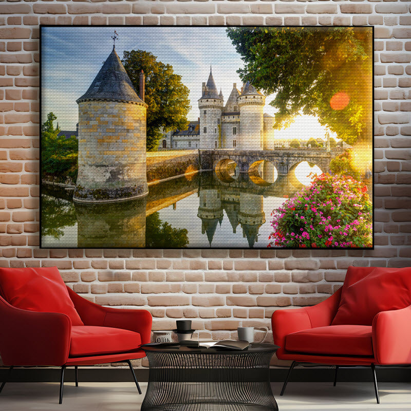 Akustikstoff mit Motiv: Schloss Loire Tal