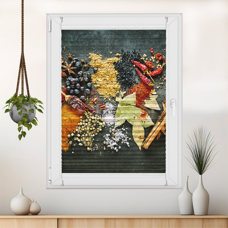 Plissee mit Motiv: Aromatisch Scharfe Gewürze