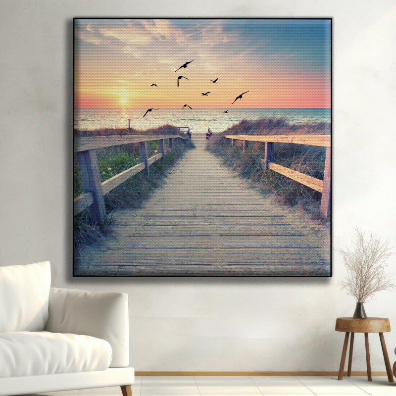 Akustikstoff mit Motiv: Romantischer Abend am Strand