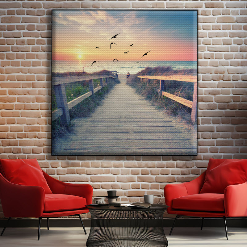 Akustikstoff mit Motiv: Romantischer Abend am Strand