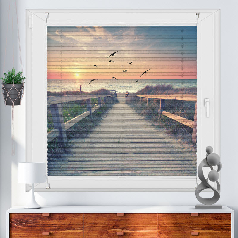 Plissee mit Motiv: Romantischer Abend am Strand