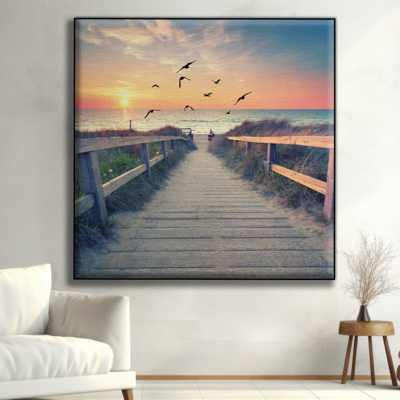 Textilspannrahmen mit Motiv: Romantischer Abend am Strand