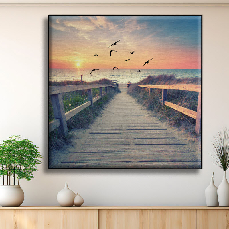 Textilspannrahmen mit Motiv: Romantischer Abend am Strand