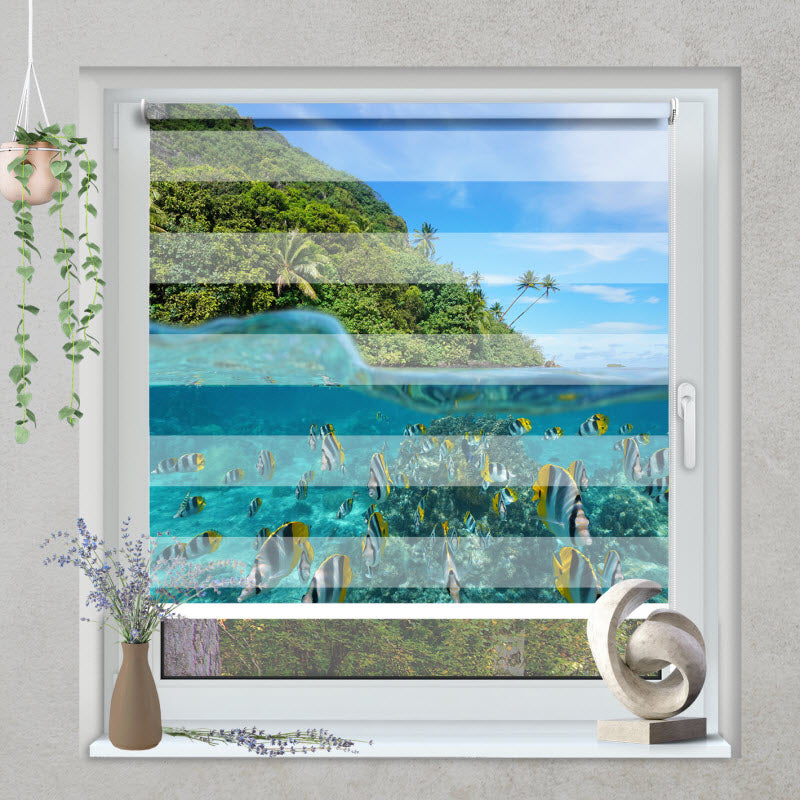 Klemmfix Doppelrollo mit Motiv: Huahine Unterwasser