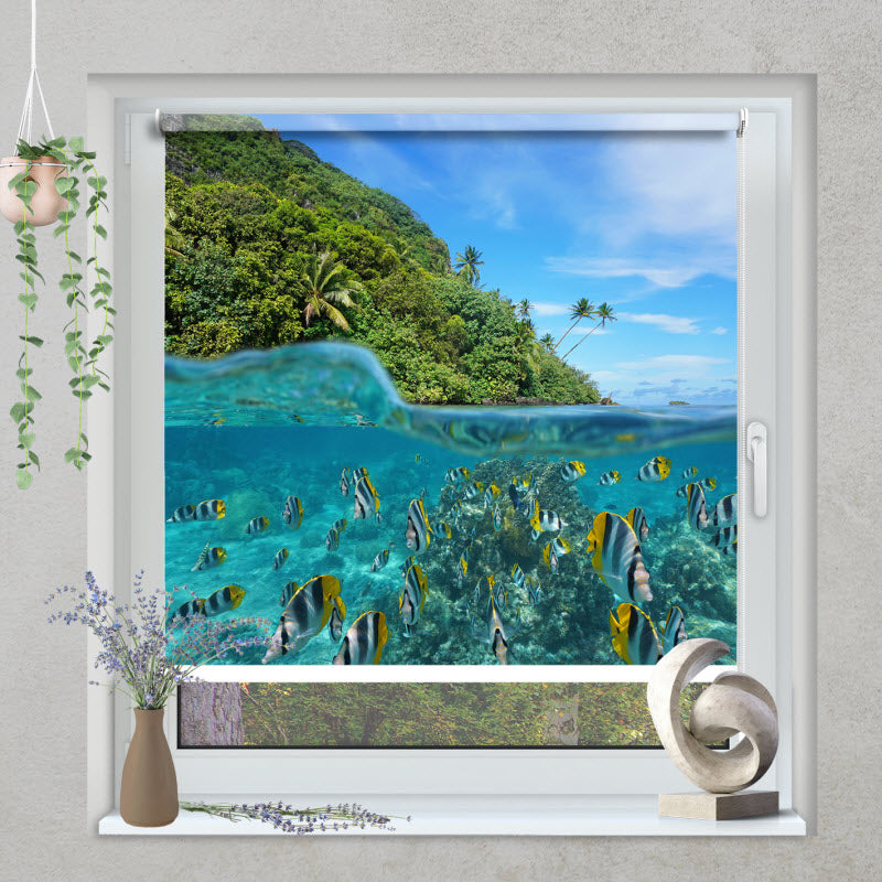 Klemmfix Rollo mit Motiv: Huahine Unterwasser
