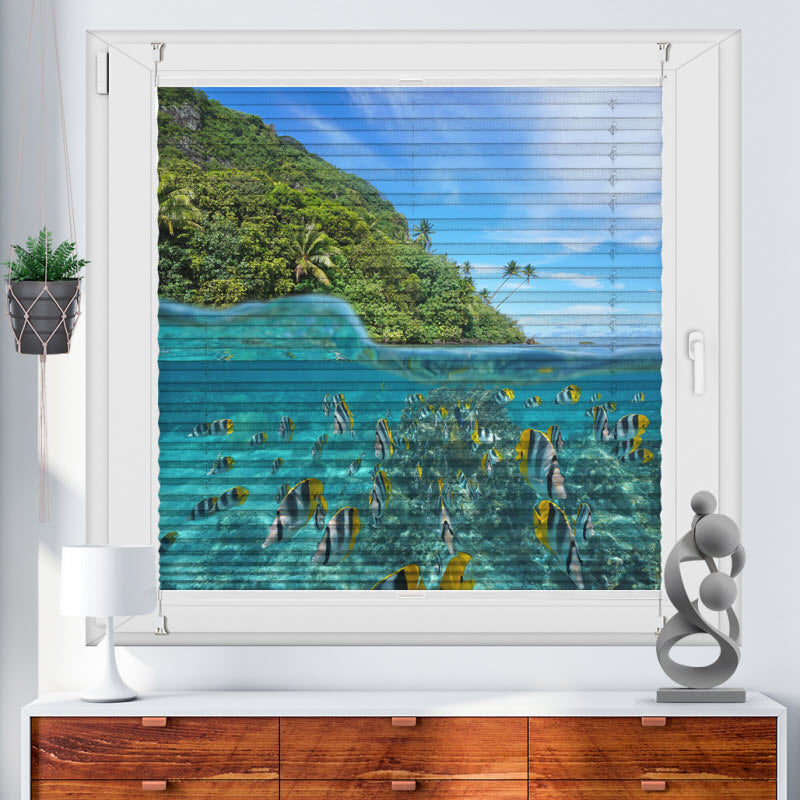 Wabenplissee mit Motiv: Huahine Unterwasser