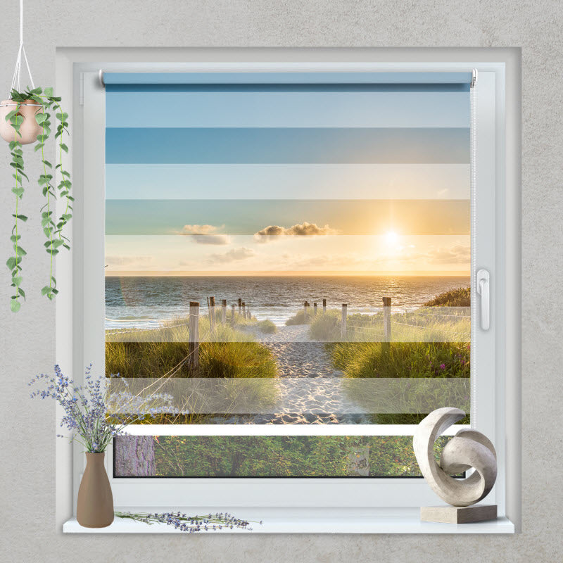 Klemmfix Doppelrollo mit Motiv: Der Weg zum Meer