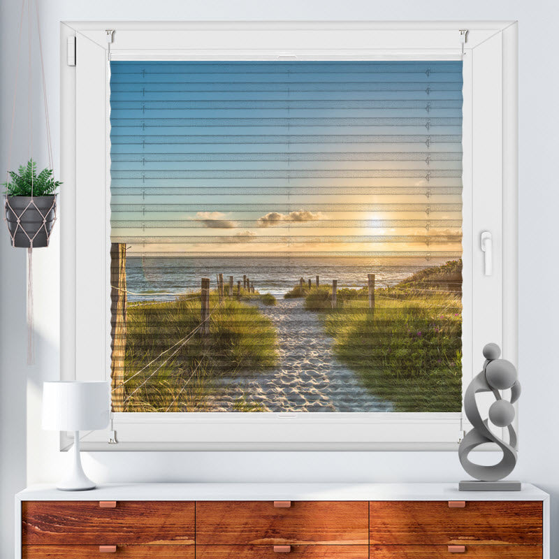 Wabenplissee mit Motiv: Der Weg zum Meer