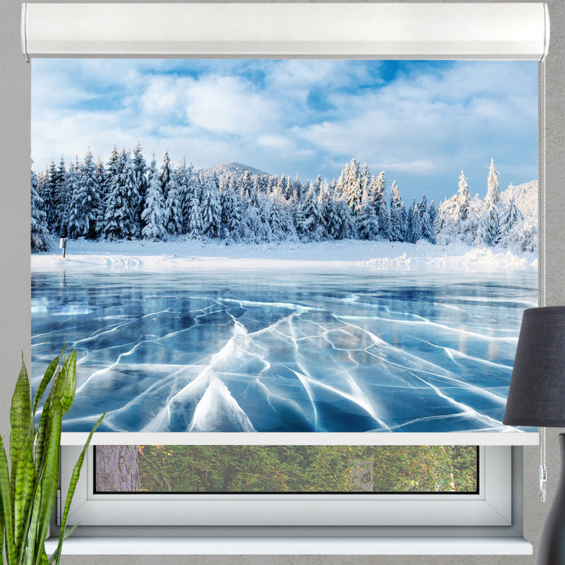 Kassettenrollo mit Motiv: Blaues Eis