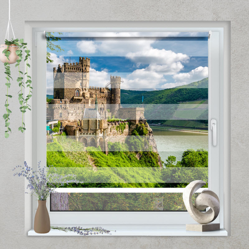 Klemmfix Doppelrollo mit Motiv: Burg Rheinstein