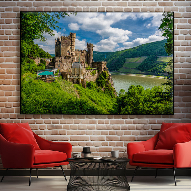 Textilspannrahmen mit Motiv: Burg Rheinstein
