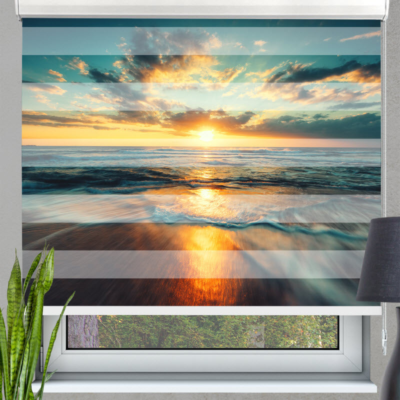 Doppelrollo mit Motiv: Meer mit Sonnenuntergang