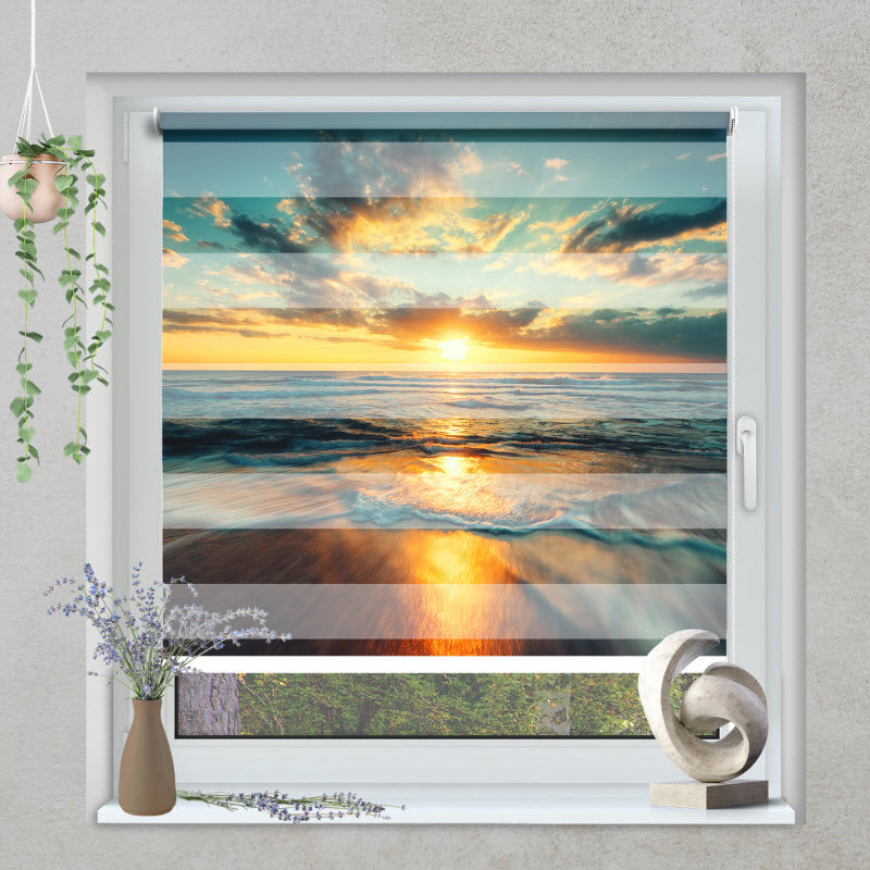 Klemmfix Doppelrollo mit Motiv: Meer mit Sonnenuntergang