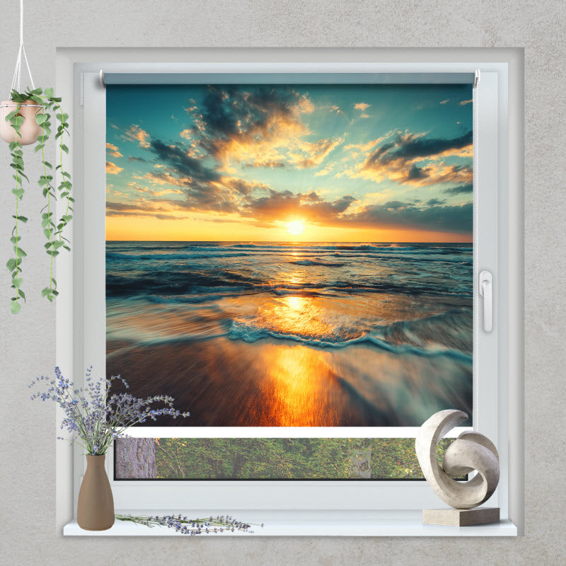 Klemmfix Rollo mit Motiv: Meer mit Sonnenuntergang