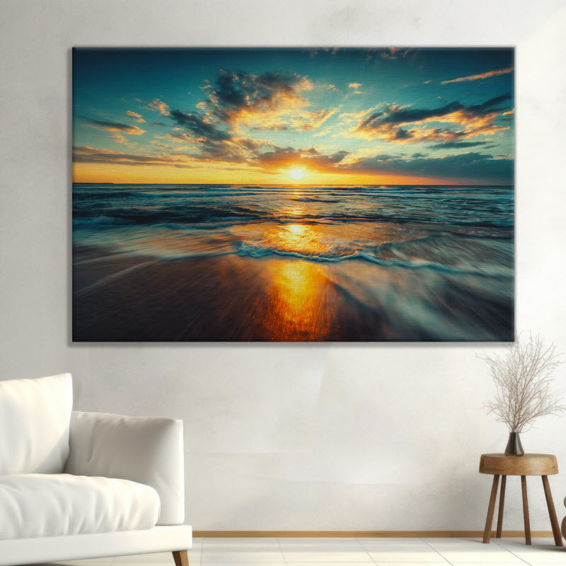 Leinwand mit Motiv: Meer mit Sonnenuntergang