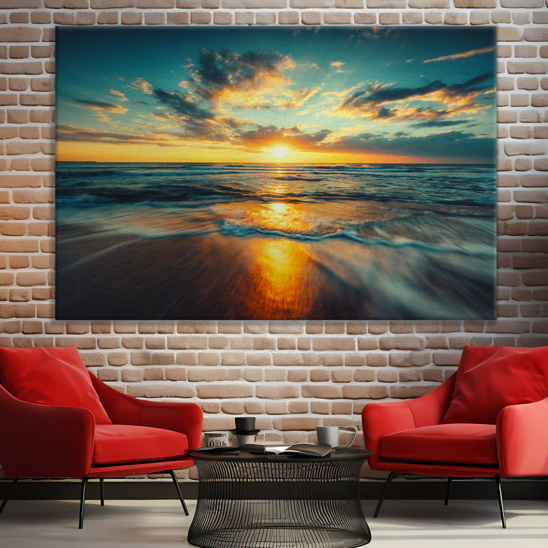 Leinwand mit Motiv: Meer mit Sonnenuntergang