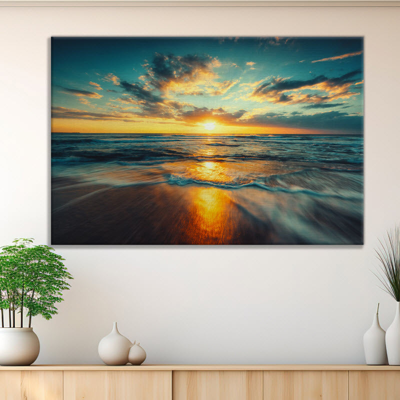 Leinwand mit Motiv: Meer mit Sonnenuntergang