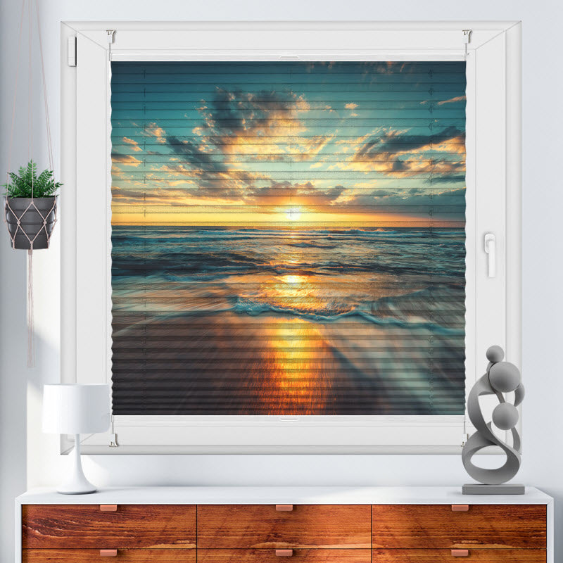 Plissee mit Motiv: Meer mit Sonnenuntergang