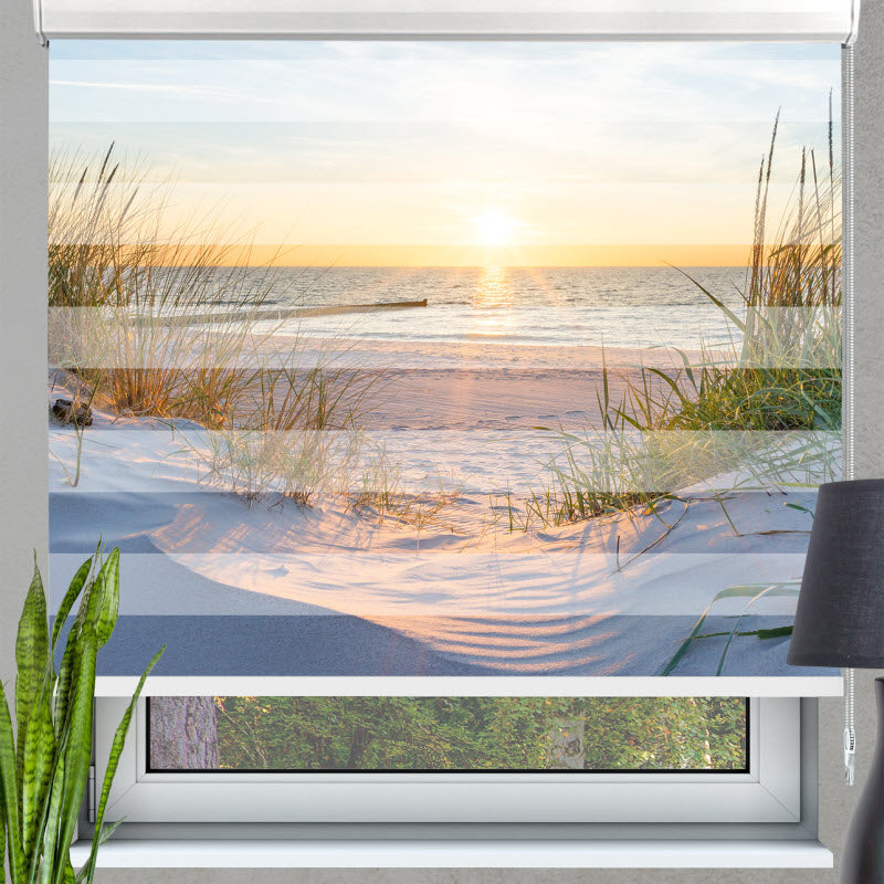 Doppelrollo mit Motiv: Sonnenuntergang an der Ostsee