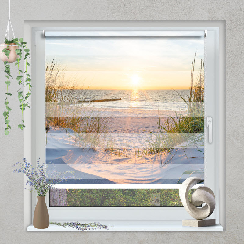 Klemmfix Doppelrollo mit Motiv: Sonnenuntergang an der Ostsee