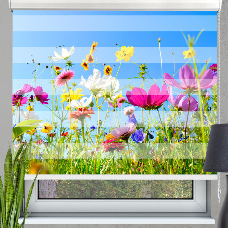 Doppelrollo mit Motiv: Bunte Blumenwiese