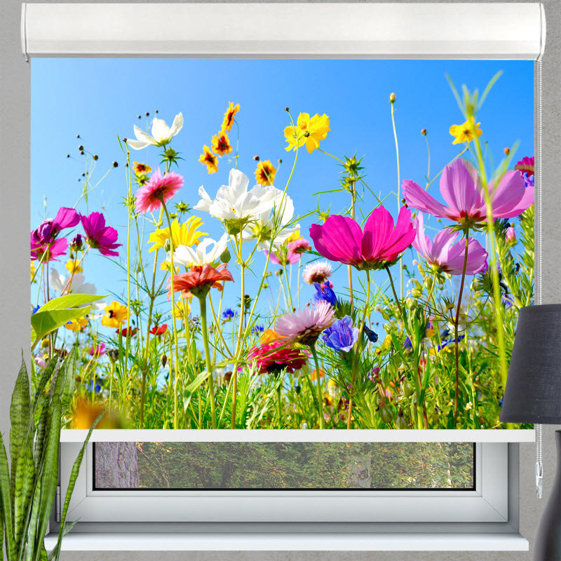Kassettenrollo mit Motiv: Bunte Blumenwiese