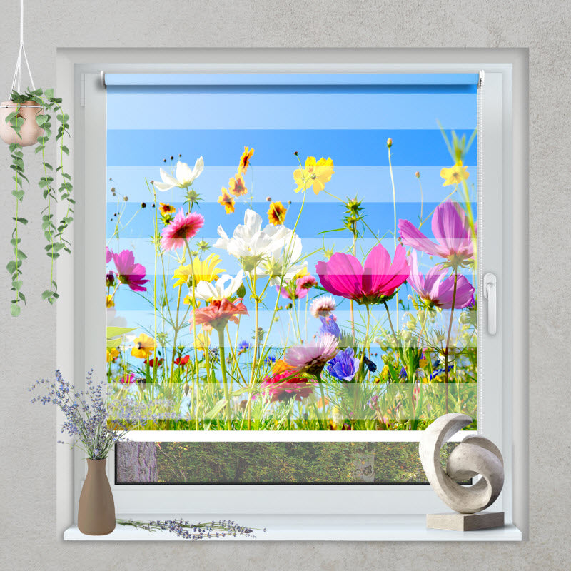 Klemmfix Doppelrollo mit Motiv: Bunte Blumenwiese