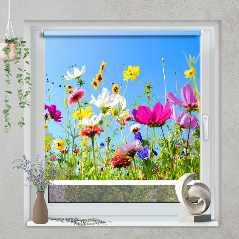 Klemmfix Rollo mit Motiv: Bunte Blumenwiese