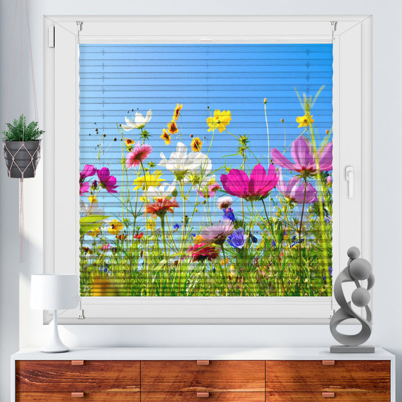 Plissee mit Motiv: Bunte Blumenwiese