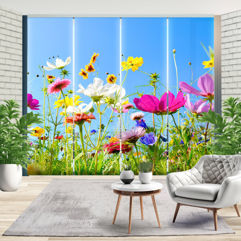 Schiebegardine mit Motiv: Bunte Blumenwiese