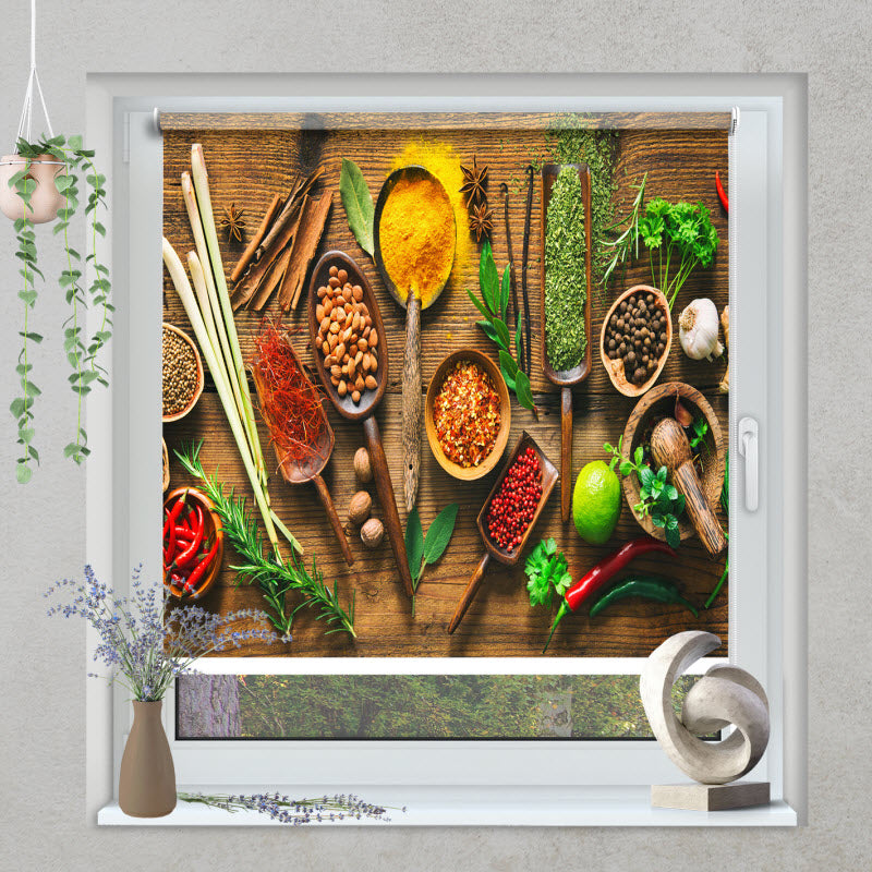 Klemmfix Rollo mit Motiv: Gewürze und Kräuter