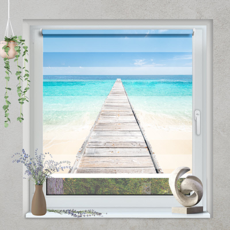 Klemmfix Doppelrollo mit Motiv: Insel in den Tropen