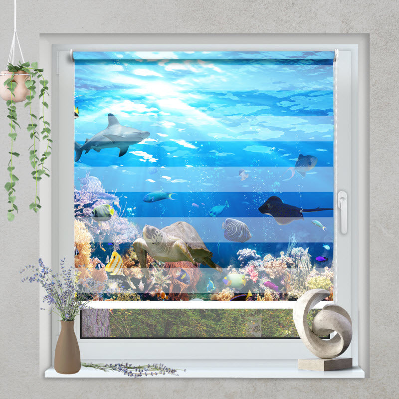 Klemmfix Doppelrollo mit Motiv: Unterwassertiere