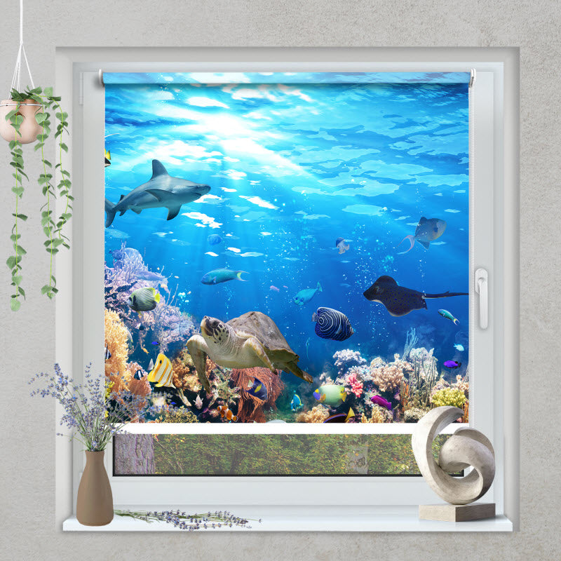 Klemmfix Rollo mit Motiv: Unterwassertiere