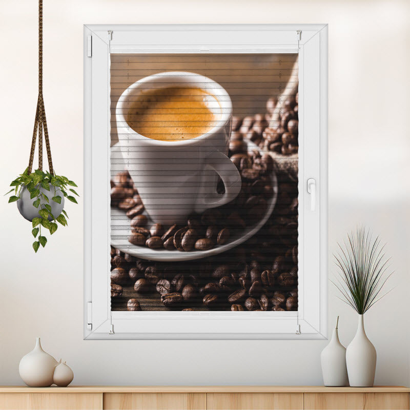 Wabenplissee mit Motiv: Espresso