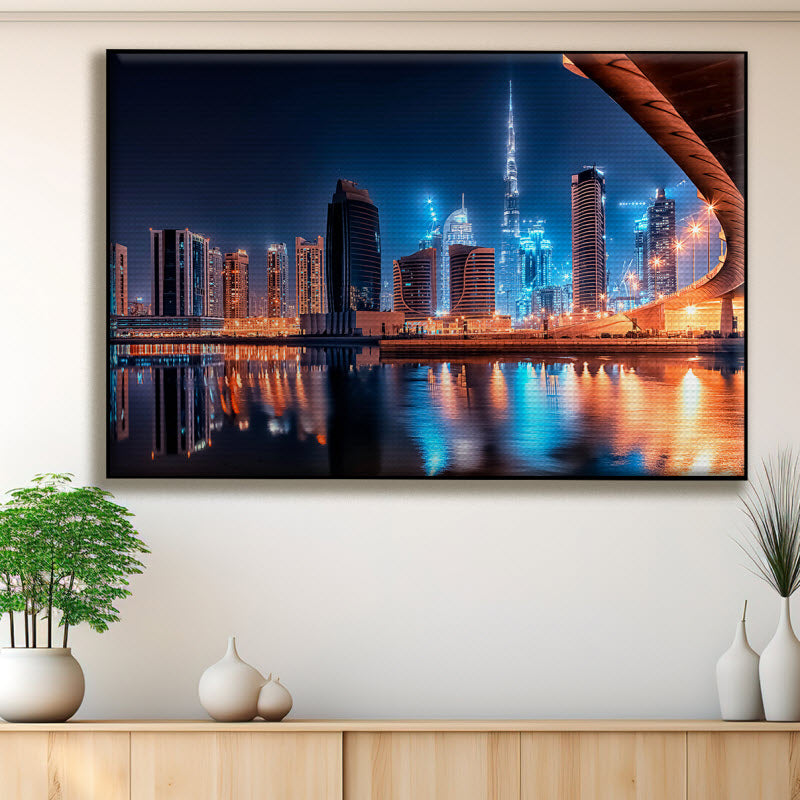 Akustikstoff mit Motiv: Dubai in der Nacht