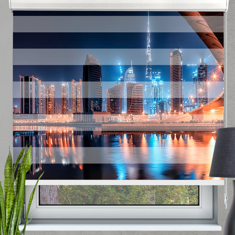 Doppelrollo mit Motiv: Dubai in der Nacht