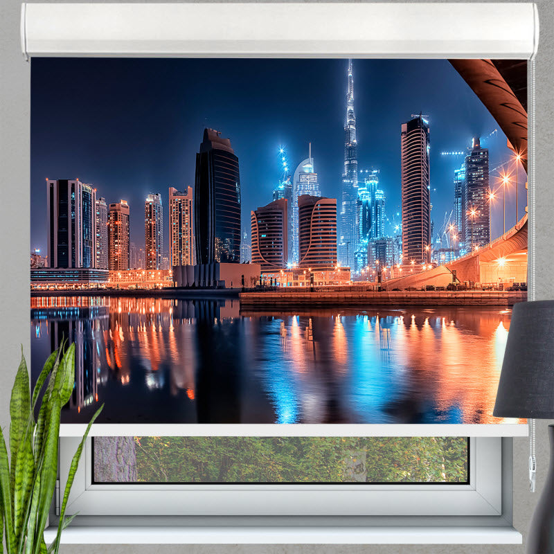 Kassettenrollo mit Motiv: Dubai in der Nacht