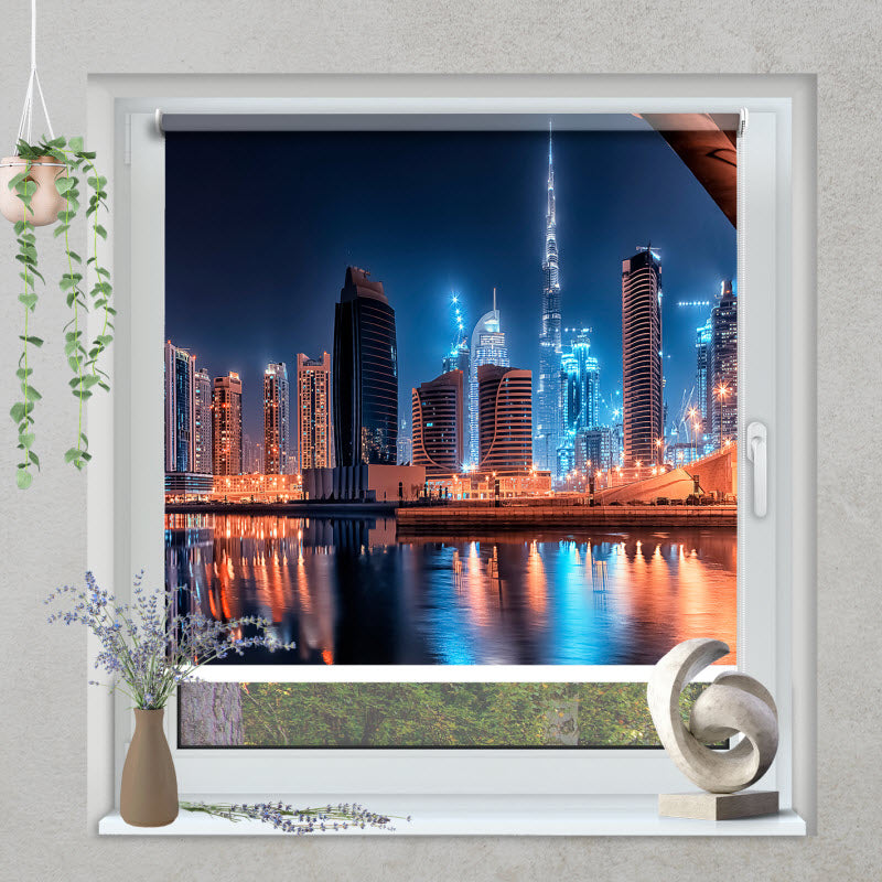Klemmfix Rollo mit Motiv: Dubai in der Nacht