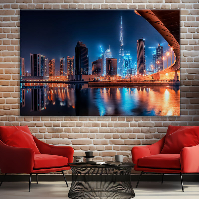 Leinwand mit Motiv: Dubai in der Nacht
