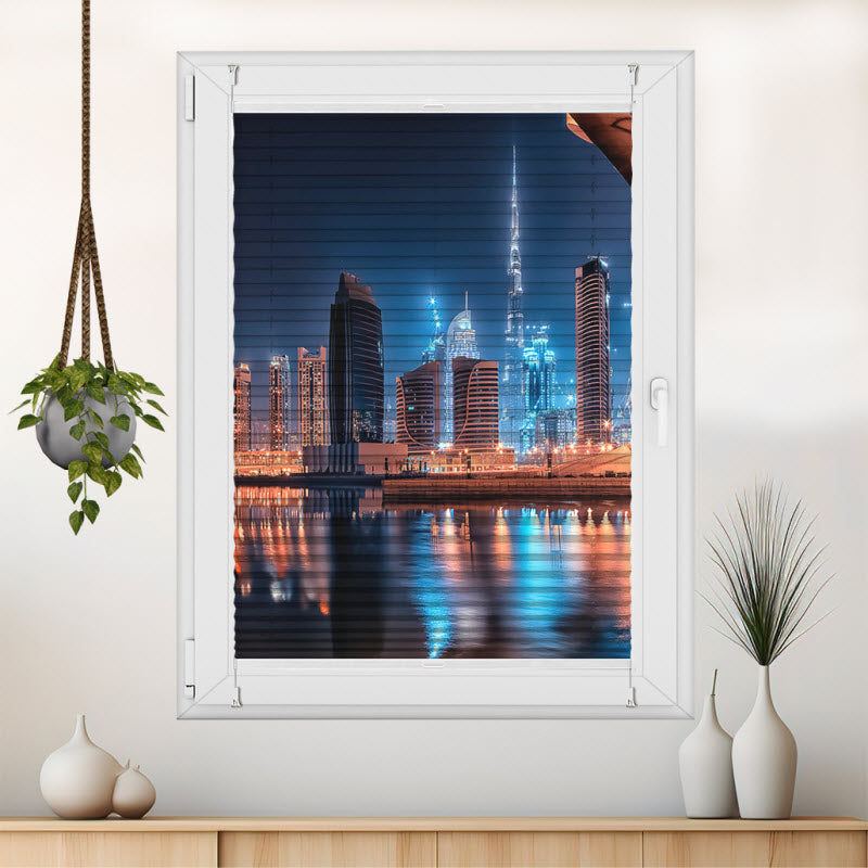 Wabenplissee mit Motiv: Dubai in der Nacht