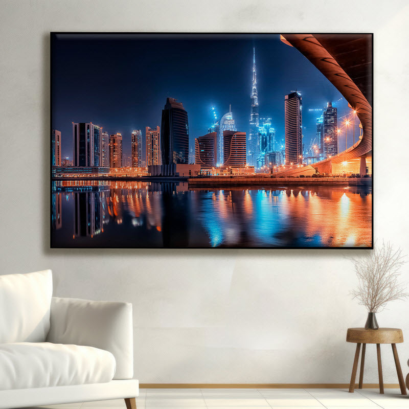 Textilspannrahmen mit Motiv: Dubai in der Nacht