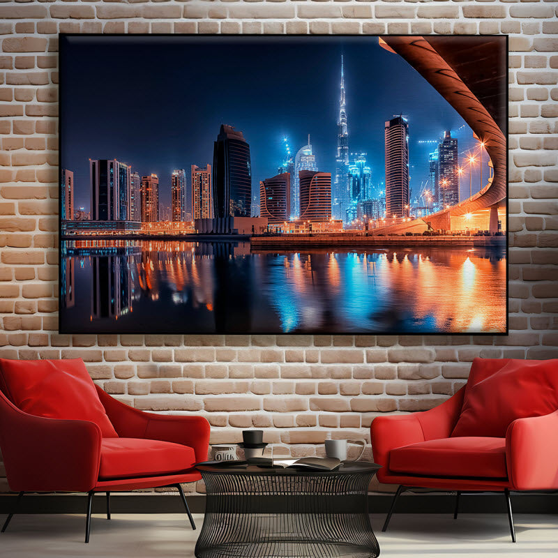 Textilspannrahmen mit Motiv: Dubai in der Nacht