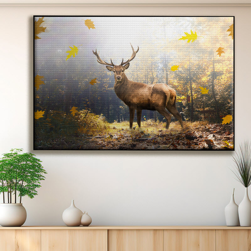 Akustikstoff mit Motiv: Hirsch im Herbstwald