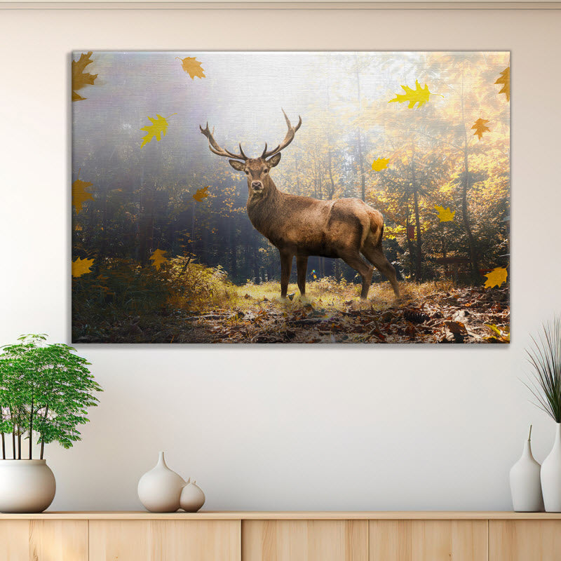 Leinwand mit Motiv: Hirsch im Herbstwald
