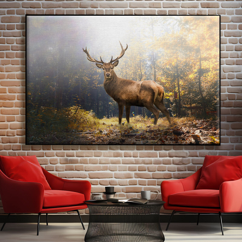 Textilspannrahmen mit Motiv: Hirsch im Wald