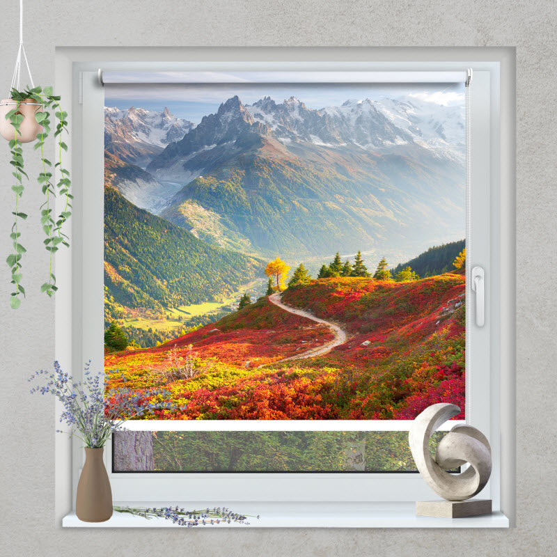 Klemmfix Rollo mit Motiv: Roter Herbst mit Alpenausblick
