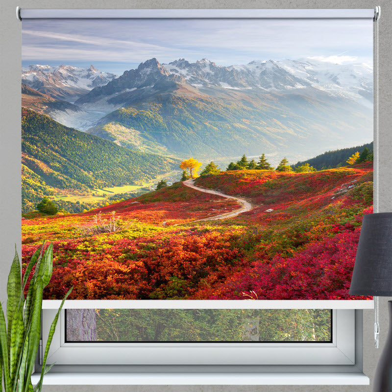 Rollo mit Motiv: Roter Herbst mit Alpenausblick