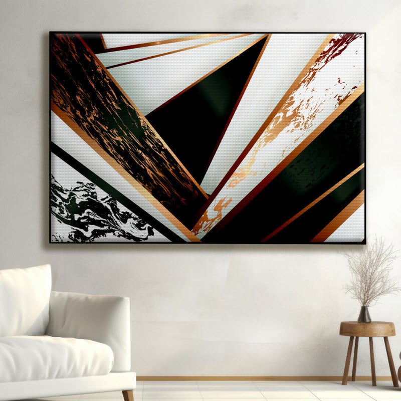 Akustikstoff mit Motiv: Marmor Geometrie Schwarz Gold