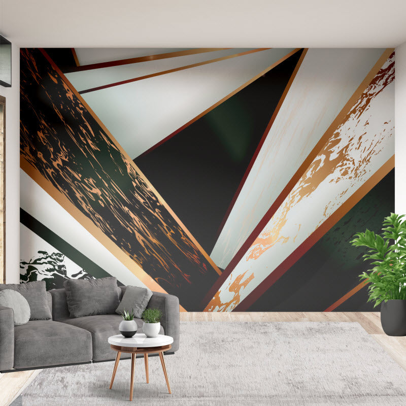 Tapete mit Motiv: Marmor Geometrie Schwarz Gold